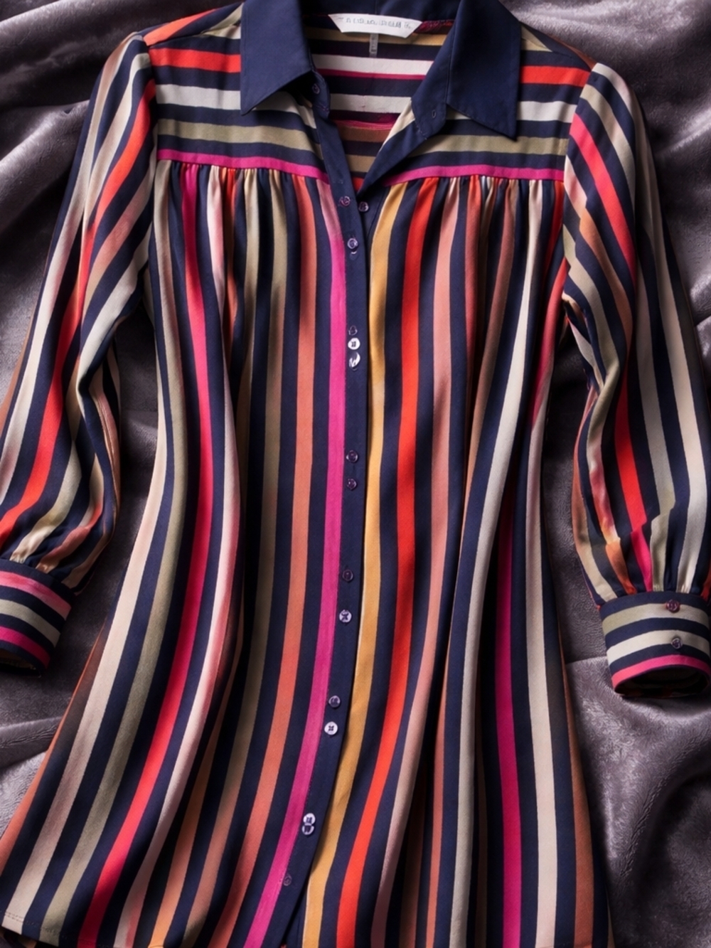 Trina Turk Striped Shirt Dress Belted Multi Color Size 0